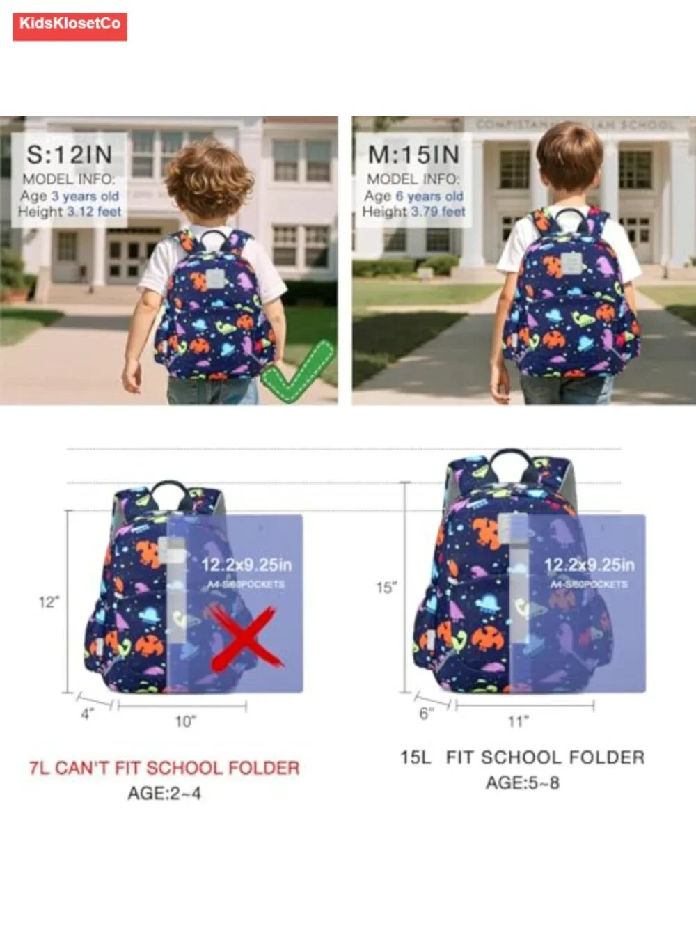 Toddler Kids Backpack Lightweight Waterproof Preschool Daypack